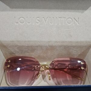 Louis Vuitton Metal Rimless Jewel Cat Eye Sunglasses Z1626U Pink Gold